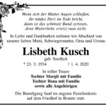 Traueranzeige Lisbeth Kusch, geb. Szedlick