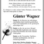 Danksagung Günter Wagner