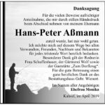 Danksagung Hans-Peter Aßmann