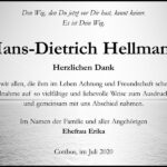Traueranzeige Hans-Dietrich Hellmann