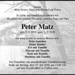 Traueranzeige Peter Matz