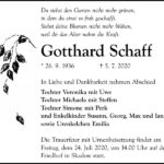 Traueranzeige Gotthard Schaff