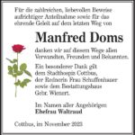 Danksagung Manfred Doms