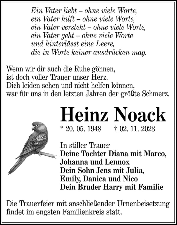 Traueranzeige Heinz Noack