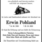 Traueranzeige Erwin Pohland