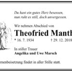 Traueranzeige Theofried Manthey