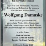 Danksagung Wolfgang Damaske