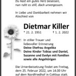 Traueranzeige Dietmar Killer