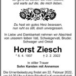 Traueranzeige Horst Ziesch