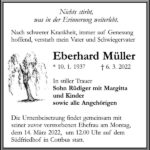 Traueranzeige Eberhard Müller
