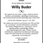 Danksagung Willy Buder