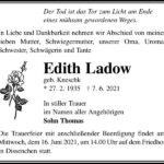 Traueranzeige Edith Ladow, geb. Kneschk