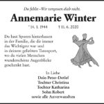 Jahresgedenken Annemarie Winter