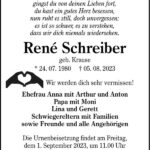 Traueranzeige René Schreiber, geb. Krause