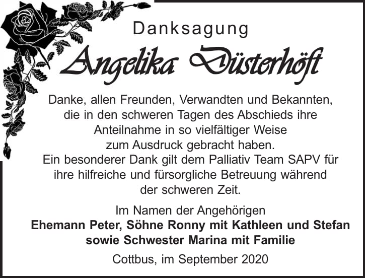 Danksagung Angelika Düsterhöft