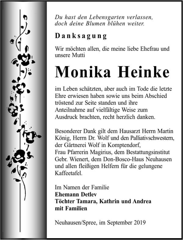 Danksagung Monika Heinke