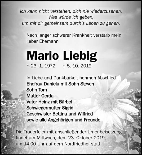 Traueranzeige Mario Liebig