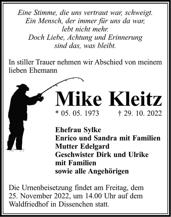 Traueranzeige Mike Kleitz