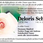 Traueranzeige Deloris Schötz