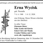 Traueranzeige Erna Wycisk, geb. Thomalla