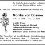 Traueranzeige Monika von Dossow