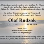 Traueranzeige Olaf Rudzok