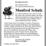 Danksagung Manfred Schulz
