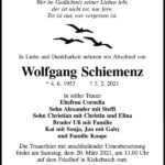Traueranzeige Wolfgang Schiemenz