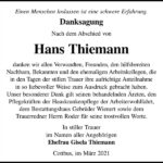 Danksagung Hans Thiemann