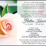 Traueranzeige Hellen Kaiser