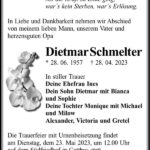 Traueranzeige Dietmar Schmelter