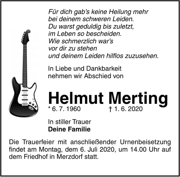 Traueranzeige Helmut Merting