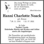 Traueranzeige Hanni Charlotte Noack, geb. Krause