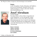 Danksagung Josef Abraham