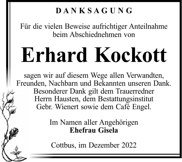 Danksagung Erhard Kockott