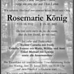 Traueranzeige Rosemarie König