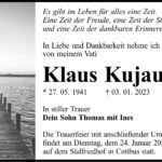 Traueranzeige Klaus Kujau