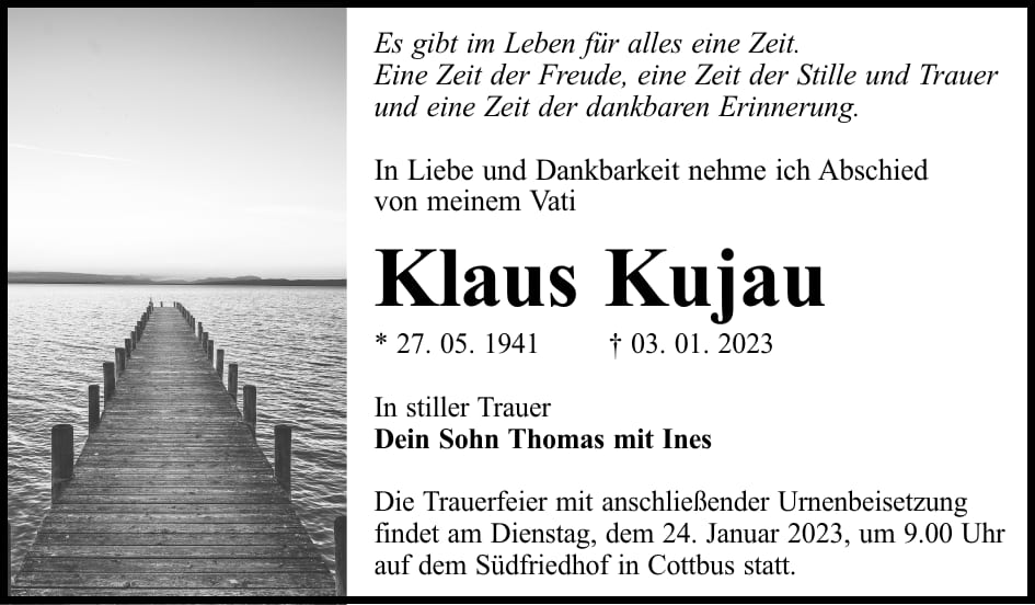 Traueranzeige Klaus Kujau