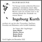Danksagung Ingeburg Kurth