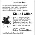Danksagung Klaus Löffler