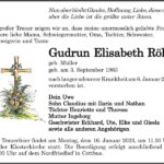 Traueranzeige Gudrun Elisabeth Röhl, geb. Müller