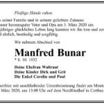 Traueranzeige Manfred Bunar