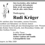 Danksagung Rudi Krüger