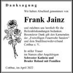 Danksagung Frank Jainz