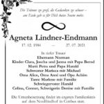 Traueranzeige Agneta Lindner-Endmann