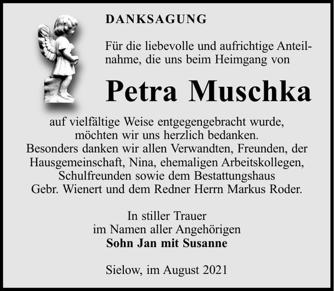 Danksagung Petra Muschka