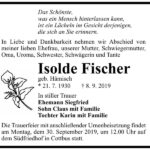 Traueranzeige Isolde Fischer, geb. Hämisch