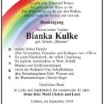 Danksagung Bianka Kulke, geb. Schulz