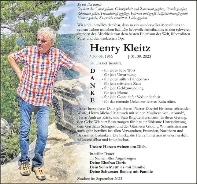 Danksagung Henry Kleitz