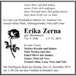 Traueranzeige Erika Zerna, geb. Oberschmidt